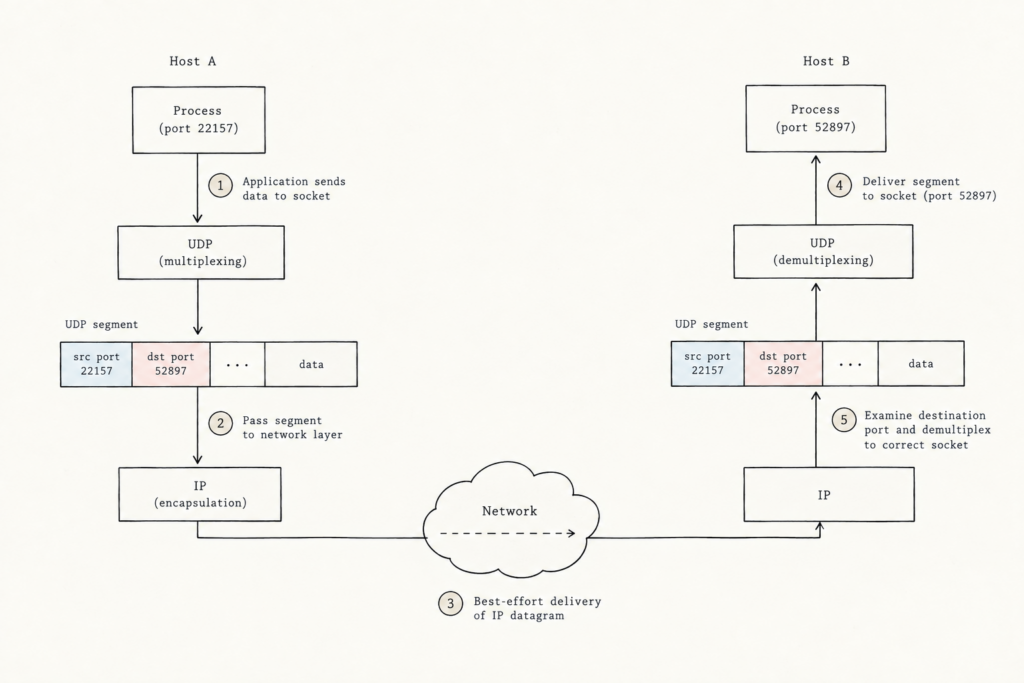 UDP multiplexing and demultiplexing